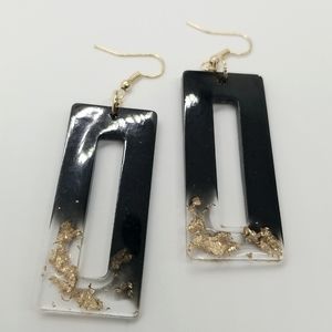 Hand made gold and black resin earrings